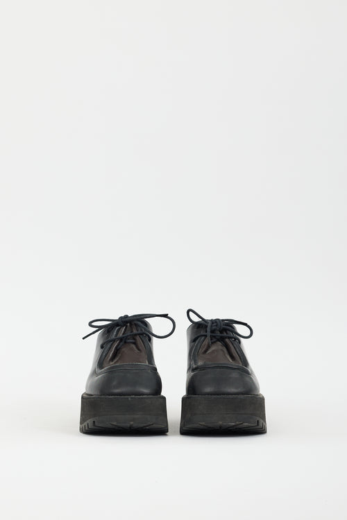 Marni Black 
Brown Leather Lace-Up Platform Shoe