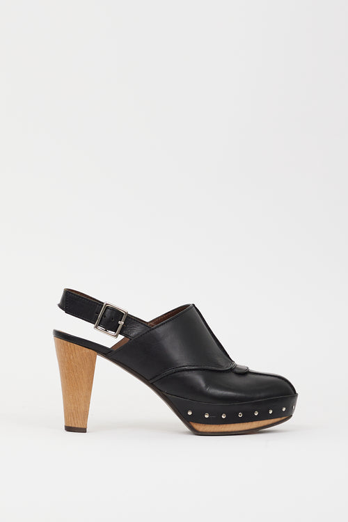 Marni Black Leather Studded Clog Mule