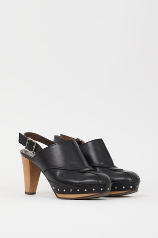 Marni Black Leather Studded Clog Mule