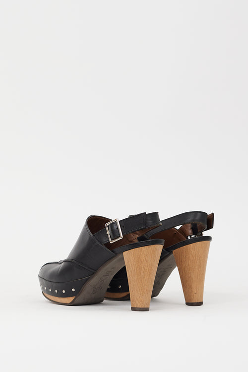 Marni Black Leather Studded Clog Mule