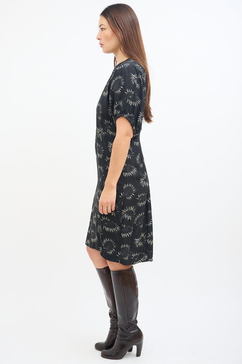 Marni Black 
Grey Floral Midi Dress