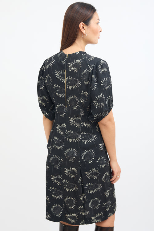 Marni Black 
Grey Floral Midi Dress