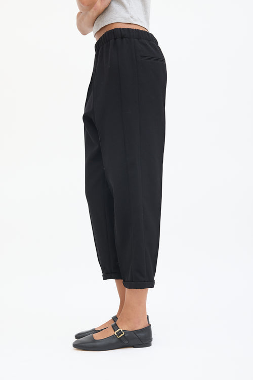 Marni Black Wool Drop Seat Cropped Trouser