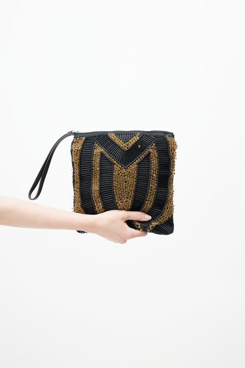 Marni Black 
Gold Beaded Clutch