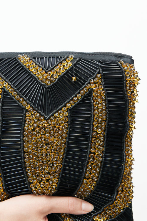 Marni Black 
Gold Beaded Clutch