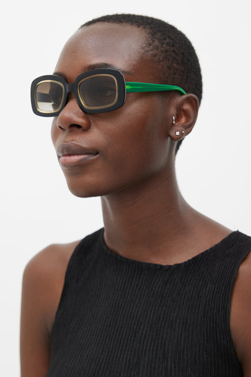 Marni Black 
Green MA257 Rectangle Sunglasses