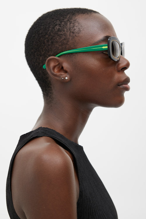 Marni Black 
Green MA257 Rectangle Sunglasses