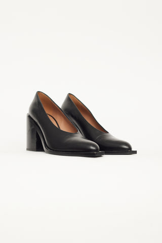 Marni Black High Cut Collar Leather Pump