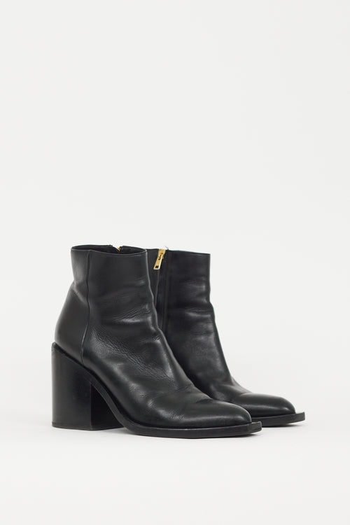 Marni Black Leather Ankle Boot