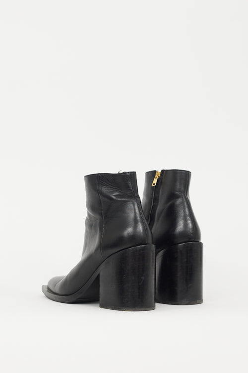 Marni Black Leather Ankle Boot