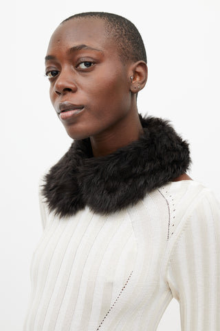 Marni Black Leather Fur Collar