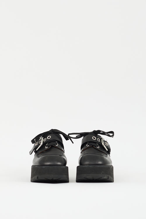 Marni Black Leather Buckled Platform Derby