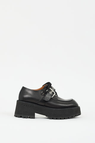 Marni Black Leather Buckled Platform Derby