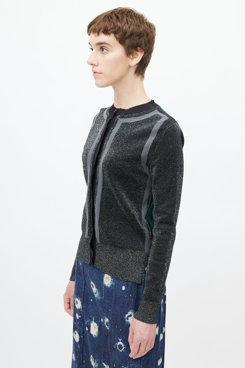 Marni Black Metallic 
Dark Green Cardigan