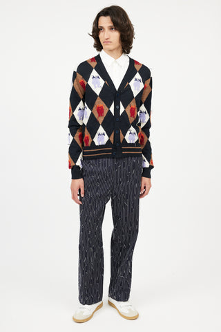 Marni Black 
Multi Argyle Intarsia Cardigan