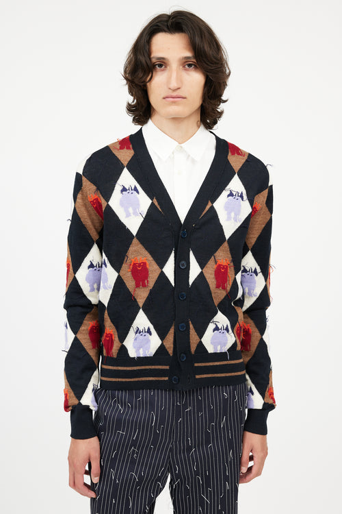 Marni Black 
Multi Argyle Intarsia Cardigan