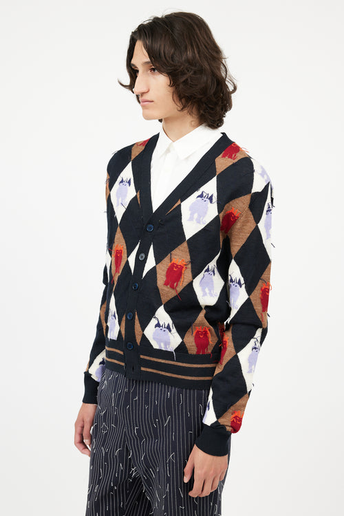 Marni Black 
Multi Argyle Intarsia Cardigan