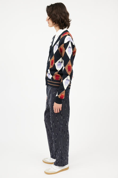 Marni Black 
Multi Argyle Intarsia Cardigan