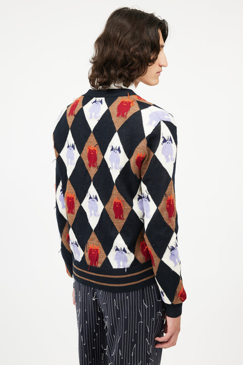 Marni Black 
Multi Argyle Intarsia Cardigan