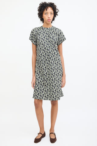 Marni Black 
Multi Cotton Floral Midi Dress