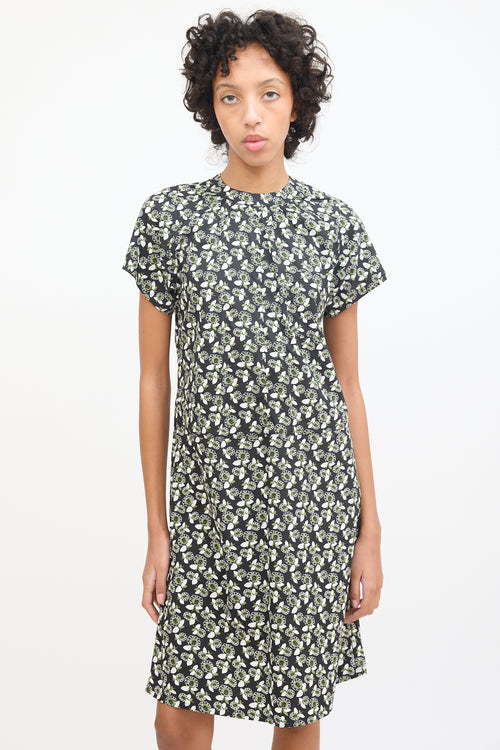 Marni Black 
Multi Cotton Floral Midi Dress