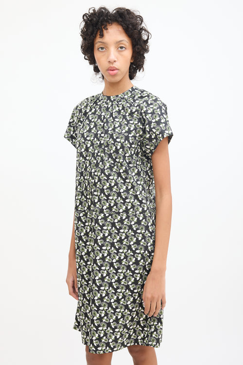 Marni Black 
Multi Cotton Floral Midi Dress