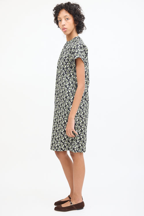 Marni Black 
Multi Cotton Floral Midi Dress