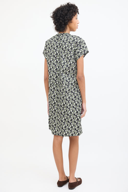 Marni Black 
Multi Cotton Floral Midi Dress