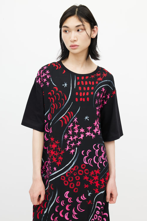 Marni Black 
Multicolour Floral T-Shirt Dress