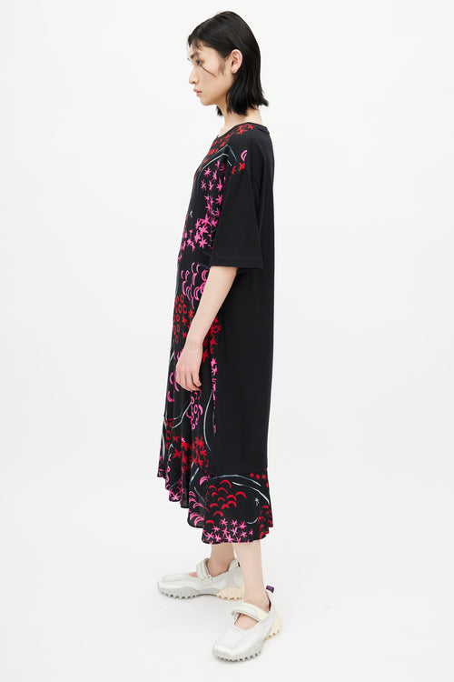 Marni Black 
Multicolour Floral T-Shirt Dress