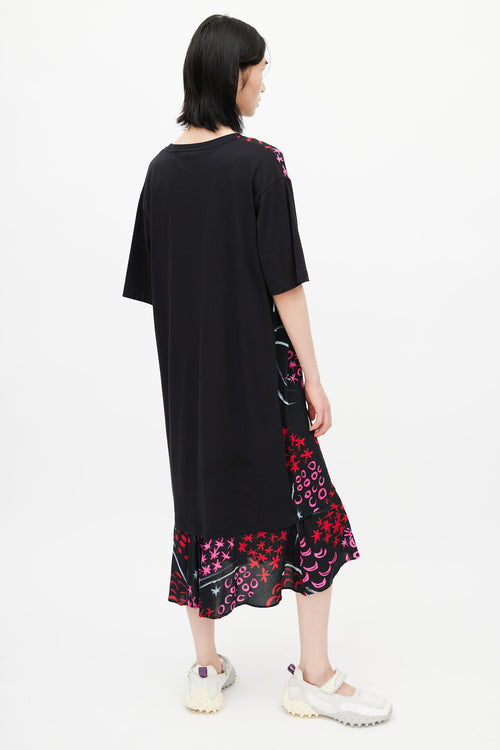 Marni Black 
Multicolour Floral T-Shirt Dress