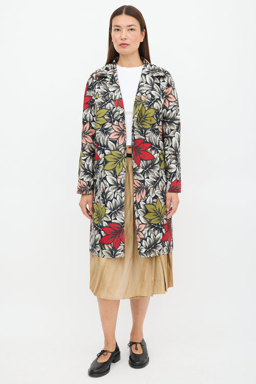 Marni Black 
Multicolour Nylon Floral Coat