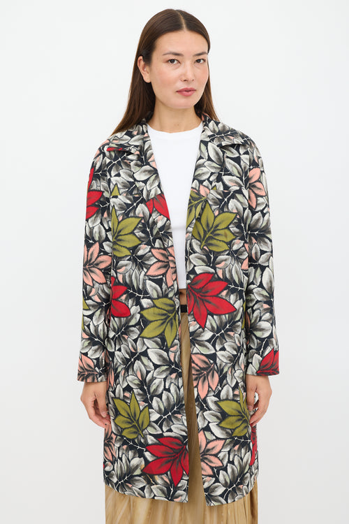 Marni Black 
Multicolour Nylon Floral Coat