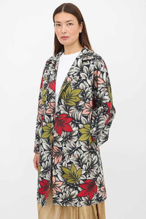 Marni Black 
Multicolour Nylon Floral Coat