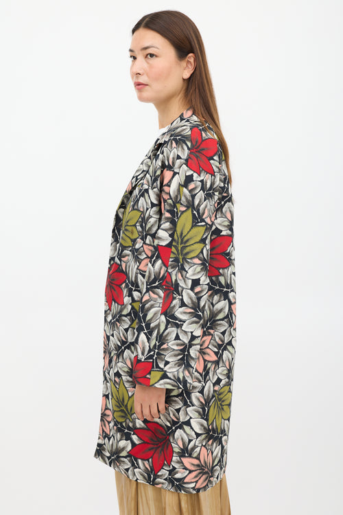 Marni Black 
Multicolour Nylon Floral Coat