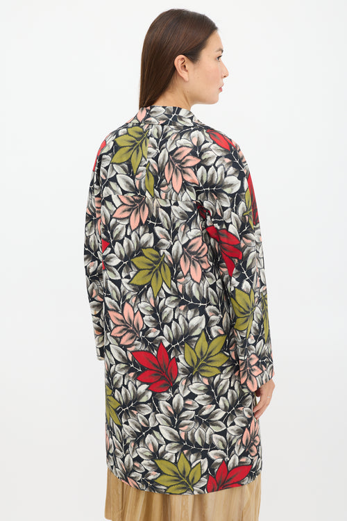 Marni Black 
Multicolour Nylon Floral Coat