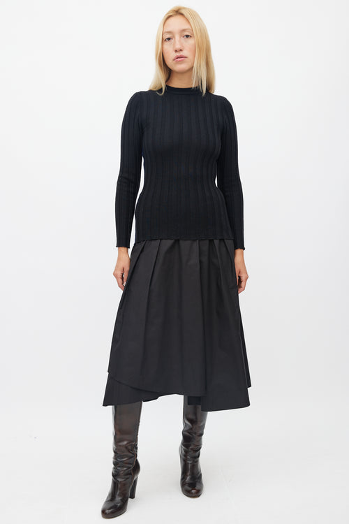 Marni Black 
Navy Ribbed Knit Sweater