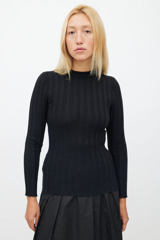 Marni Black 
Navy Ribbed Knit Sweater