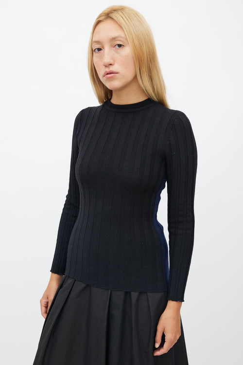 Marni Black 
Navy Ribbed Knit Sweater