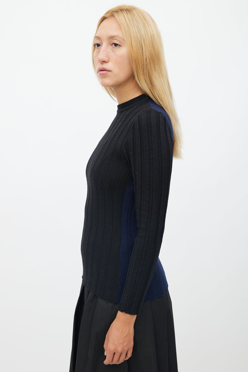 Marni Black 
Navy Ribbed Knit Sweater