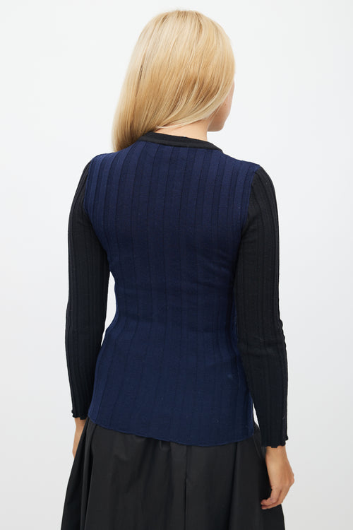 Marni Black 
Navy Ribbed Knit Sweater