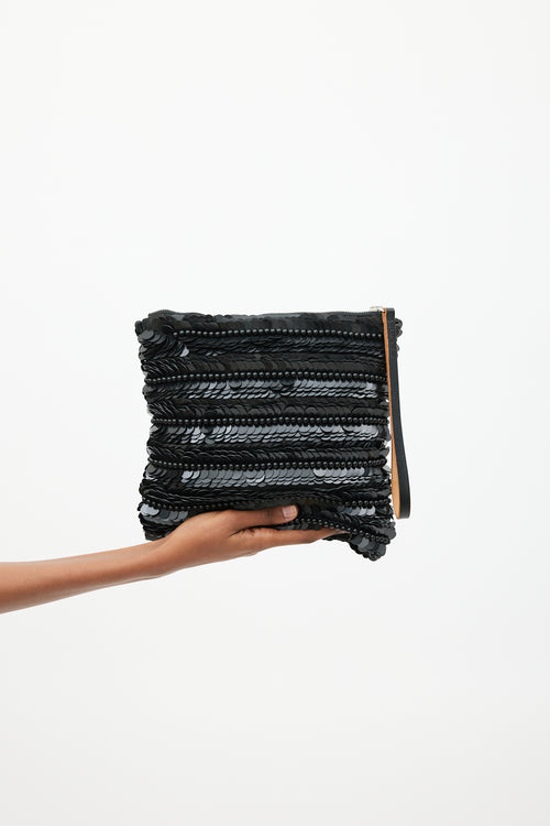 Marni Black Paillette Embellished Clutch