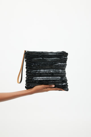 Marni Black Paillette Embellished Clutch