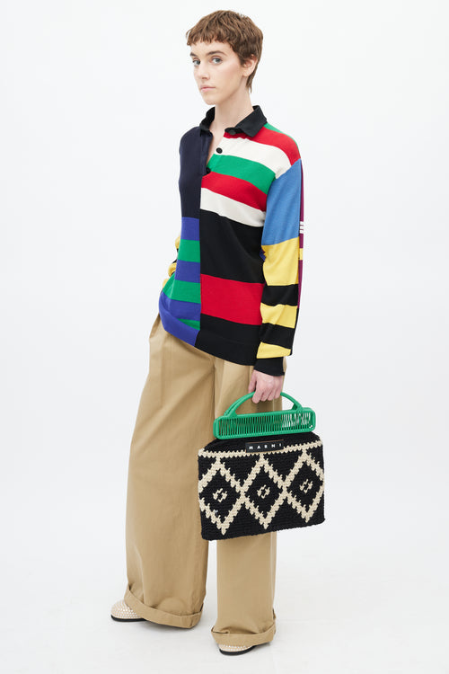 Marni Black 
White Crochet Wild Market Tote Bag