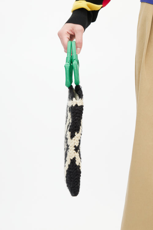 Marni Black 
White Crochet Wild Market Tote Bag