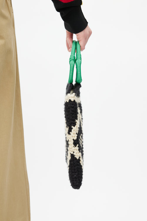 Marni Black 
White Crochet Wild Market Tote Bag