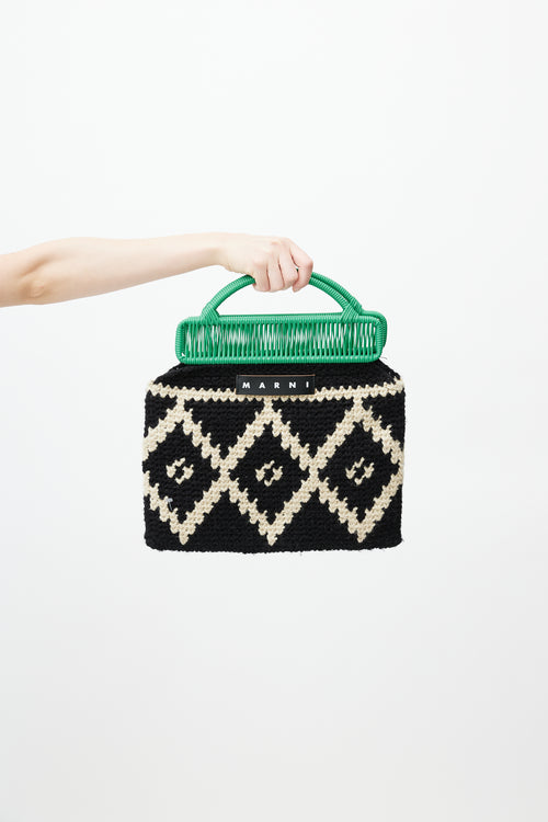 Marni Black 
White Crochet Wild Market Tote Bag