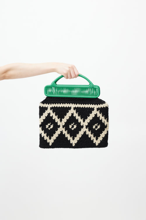 Marni Black 
White Crochet Wild Market Tote Bag