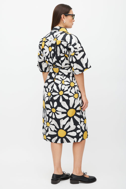 Marni Black 
White Floral Button Up Dress