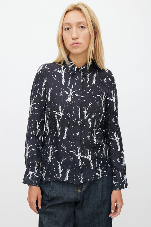 Marni Black 
White Floral Silk Shirt